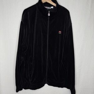 FILA Velour Jacket Men Lounge Size XXXL‎ 3XL Black Track All Season Classic